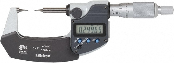 1", 32mm Throat Depth, Ratchet Stop, Digital Point Micrometer