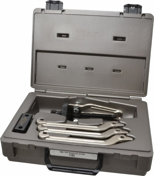 5 Ton, 6-1/4" Spread, Puller Set - 6" Reach, 12.667" Long, 2 & 3 Jaws, 5 Pc