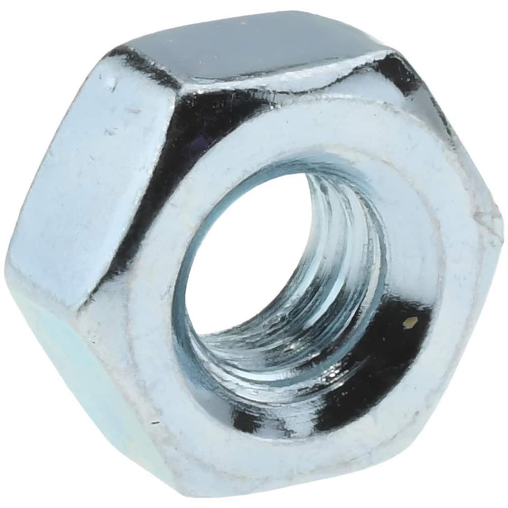 Hex Nut: 1/4-20, Grade A Steel, Zinc Clear Finish