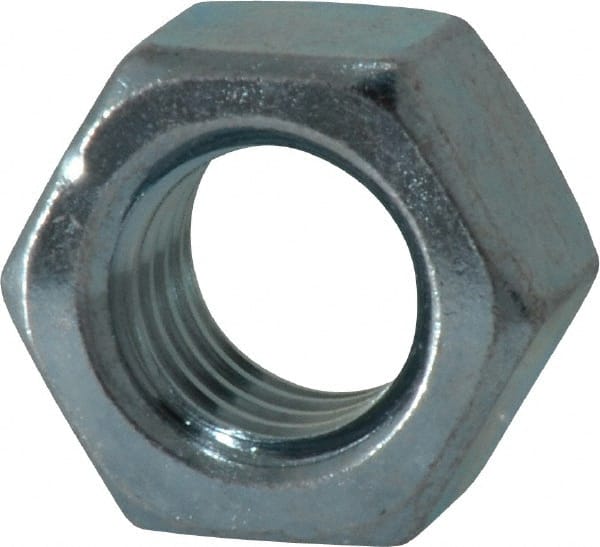 Hex Nut: 1/2-13, Grade A Steel, Zinc Clear Finish