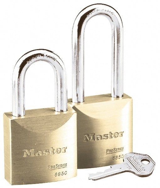 Master Lock 6840 Padlock: Brass, Keyed Different, 1-31/32" High, 1-3/4" Wide 