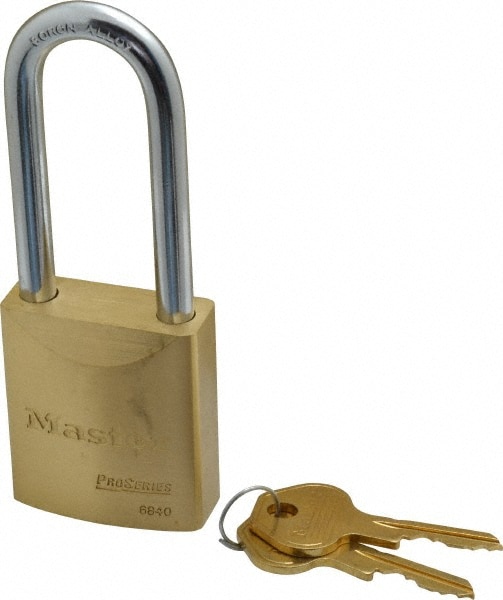 Master Lock 6840LJ Padlock: Brass, 1-31/32" High, 1-3/4" Wide Image