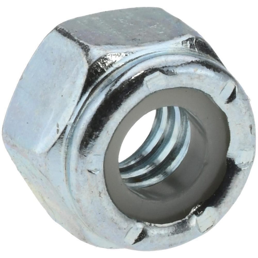 Hex Lock Nut: Insert, Nylon Insert, 1/4-20, Grade 2 Steel, Zinc-Plated