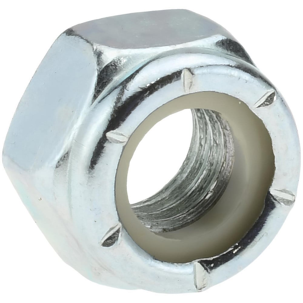 Hex Lock Nut: Insert, Nylon Insert, 5/16-18, Grade 2 Steel, Zinc-Plated