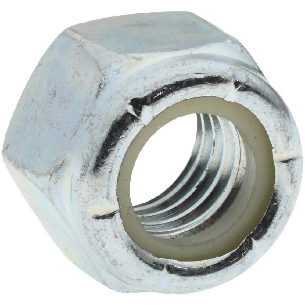 Hex Lock Nut: Insert, Nylon Insert, 1/2-13, Grade 2 Steel, Zinc-Plated