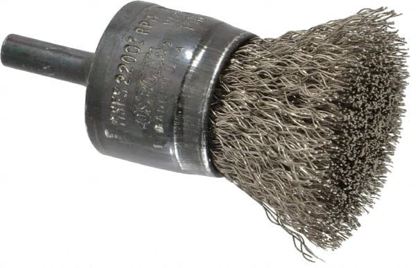 Osborn 3071200 End Brushes: 1" Dia, Stainless Steel, Crimped Wire 