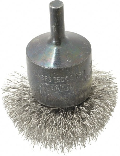 Osborn 3073100 End Brushes: 2" Dia, Stainless Steel, Crimped Wire 