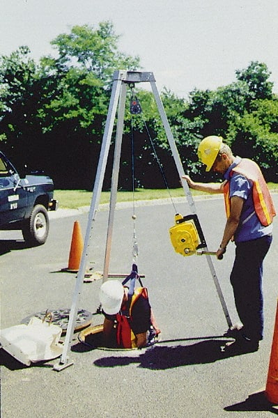 Gemtor CSRS3-50 Confined Space Entry & Retrieval Systems; Hoist Type: Tripod ; Hoist Base: Portable ; Winch Power Type: Manual ; Cable Length (Feet): 50.0 ; Maximum Height (Inch): 84 ; Maximum Height (Feet): 84 