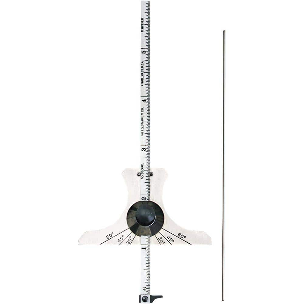 0 to 6 Inch Rule Measurement Range, 30 to 60° Angle Measurement Range, Steel Depth and Angle Gage with Rod
