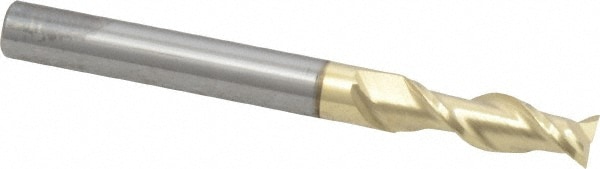 Square End Mill: 1/4'' Dia, 3/4'' LOC, 1/4'' Shank Dia, 2-1/2'' OAL, 2 Flutes, Solid Carbide