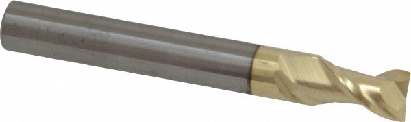 Square End Mill: 1/4'' Dia, 3/8'' LOC, 1/4'' Shank Dia, 2'' OAL, 2 Flutes, Solid Carbide