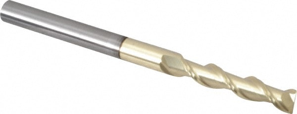 Square End Mill: 1/4'' Dia, 1-1/4'' LOC, 1/4'' Shank Dia, 3-1/2'' OAL, 2 Flutes, Solid Carbide