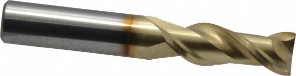 Square End Mill: 3/8'' Dia, 1'' LOC, 3/8'' Shank Dia, 2-1/2'' OAL, 2 Flutes, Solid Carbide
