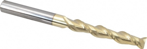 Square End Mill: 1/2'' Dia, 3'' LOC, 1/2'' Shank Dia, 6'' OAL, 2 Flutes, Solid Carbide