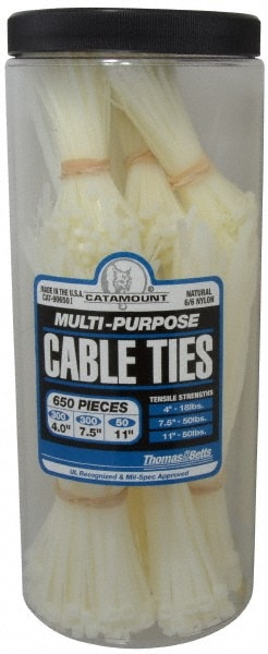 Thomas & Betts 90650-I 4 to 11 Inch Range, White Cable Ties Image