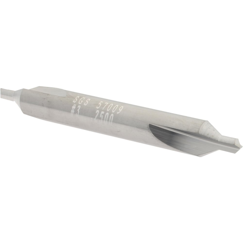 Combo Drill & Countersink: #3, 1/4" Body Dia, Solid Carbide