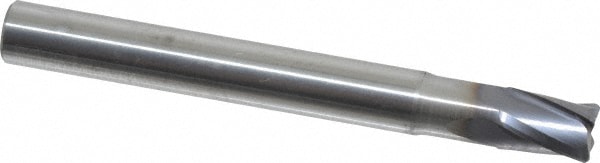 Corner Radius End Mill: 6 mm Dia, 7 mm LOC, 0.6 mm Radius, 4 Flutes, Solid Carbide