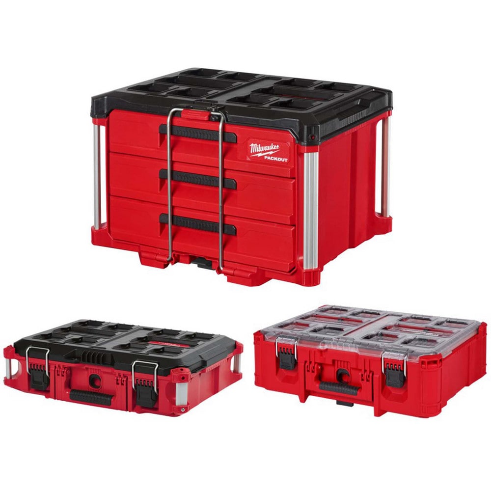 Tool Boxes, Cases & Chests; Type: Tool Box ; Locking Mechanism: Padlock ; Color: Red; Black ; Material: Polymer ; Material Family: Metal; Plastic ; Depth (Inch): 14-1/4