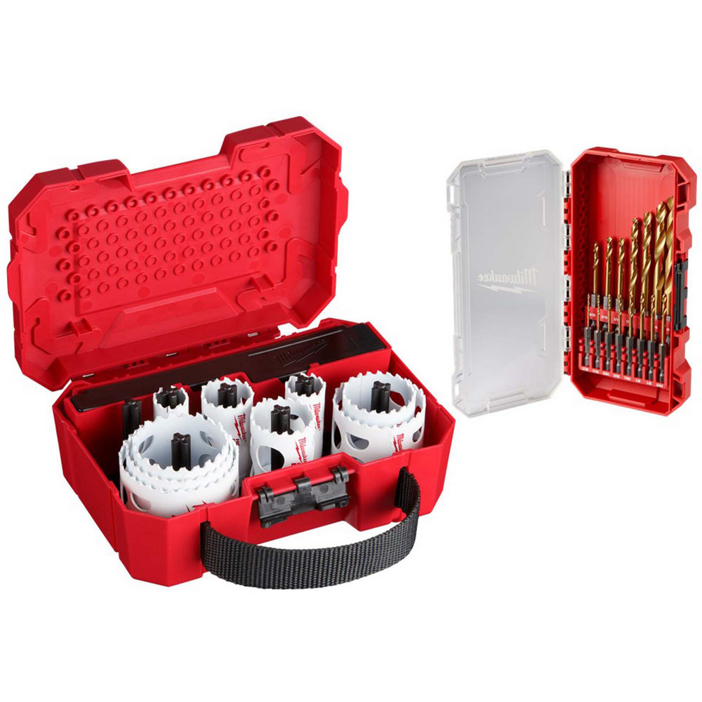 17 Pc. HOLE DOZER&trade; Bi-Metal Hole Saw Kit - BONUS 15 Pc. SHOCKWAVE&trade; Impact Duty RED HELIX&trade; Titanium Drill Bit Set