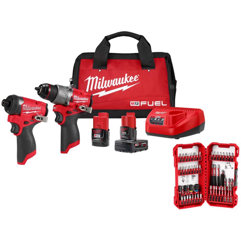 Cordless Tool Combination Kits; Kit Type: 12 Volt Cordless Tool Combination ; Tools: Hammer Drill; 1/4 in Hex Impact Driver ; Voltage: 12.00 ; Batteries Included: Yes ; Battery Chemistry: Lithium-ion ; Battery Series: M12