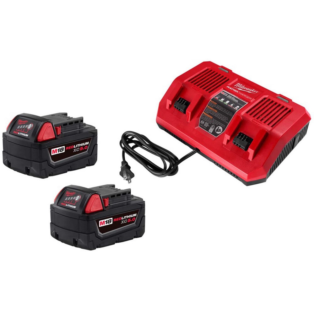 Power Tool Batteries; Battery Voltage: 18.00 ; Battery Chemistry: Lithium-ion ; Battery Capacity (Ah): 5.00 ; Battery Series: RED LITHIUM ; For Use With: Milwaukee 18V Cordless Tools ; Charging Time: 110.00 min