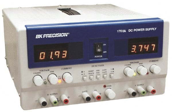 B&K Precision 1760A 350 Watt, (A & B) 0 to 2 Amp, (C) 5 Amp, 240 VAC Input, (A & B) 0 to 30 VDC, (C) 4 to 6.50 VDC Output, Benchtop Power Supply 