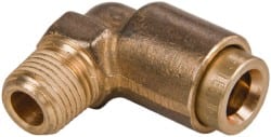 Push-To-Connect Tube to Male & Tube to Male NPT Tube Fitting: Male Elbow, 1/8" Thread, 1/4" OD