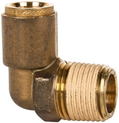 Push-To-Connect Tube to Male & Tube to Male NPT Tube Fitting: Male Elbow, 1/4" Thread, 1/4" OD