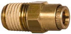 Push-To-Connect Tube to Male & Tube to Male NPT Tube Fitting: Male Connector, 1/4" Thread, 1/4" OD