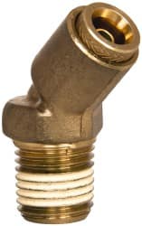Push-To-Connect Tube to Male & Tube to Male NPT Tube Fitting: 45 ° Male Elbow, 1/4" Thread, 1/4" OD