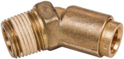 Norgren 95460020M Push-To-Connect Tube to Male & Tube to Male NPT Tube Fitting: 45 ° Male Elbow, 3/8" Thread, 3/8" OD Image