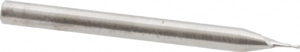 Square End Mill: 0.021'' Dia, 1/16'' LOC, 1/8'' Shank Dia, 1-1/2'' OAL, 2 Flutes, Solid Carbide