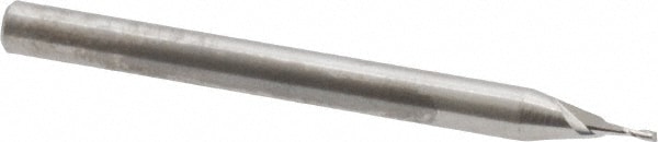 Square End Mill: 0.027'' Dia, 0.081'' LOC, 1/8'' Shank Dia, 1-1/2'' OAL, 2 Flutes, Solid Carbide