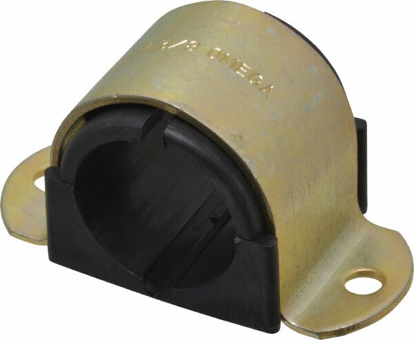 1 Pipe, Steel, Zinc Plated Pipe Strap with Cushion
