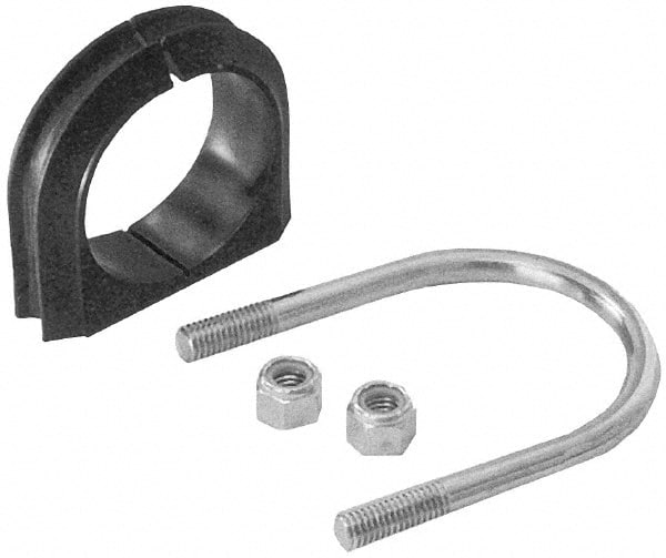 U-Bolt Clamp with Cushion: 3/4" Pipe, Steel, Electro-Galvanized Finish