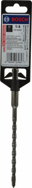 1/4" Dia, SDS-Plus Shank, Carbide-Tipped Rotary & Hammer Drill Bit - 4" Usable Length, 6" OAL