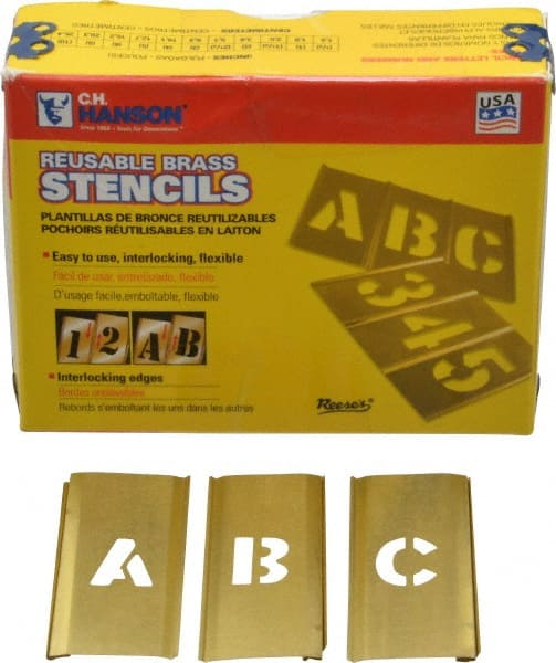 33 Piece, 1/2 Inch Character Size, Brass Stencil