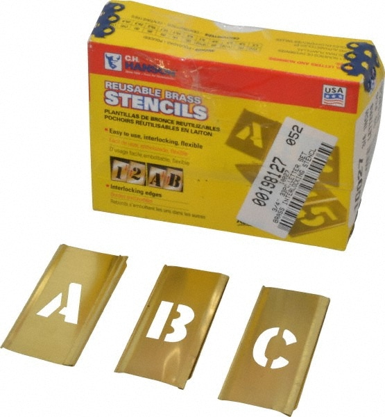 C.H. Hanson 10027 33 Piece, 3/4 Inch Character Size, Brass Stencil 