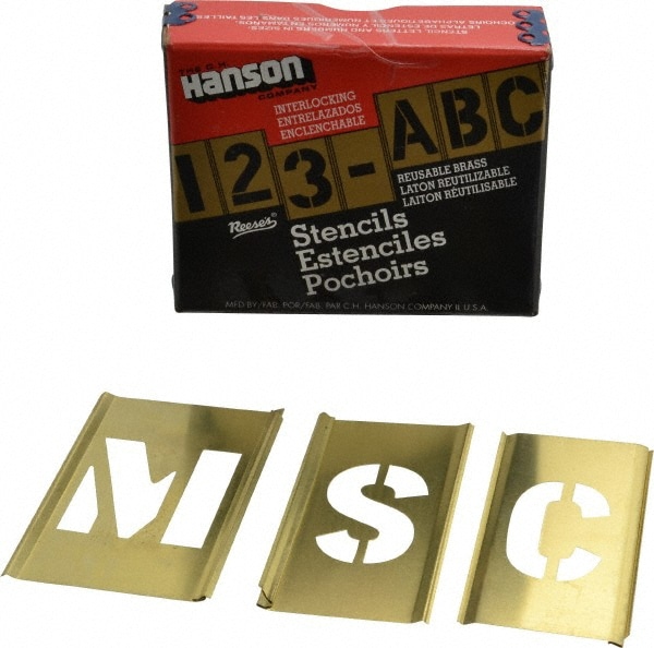 C.H. Hanson 10029 33 Piece, 1-1/2 Inch Character Size, Brass Stencil Image