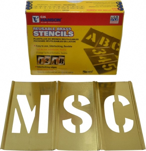 C.H. Hanson 10032 33 Piece, 2-1/2 Inch Character Size, Brass Stencil 