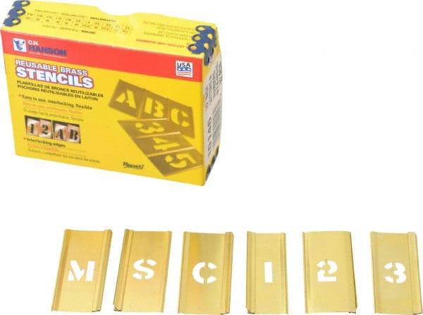 92 Piece, 1/2 Inch Character Size, Brass Stencil
