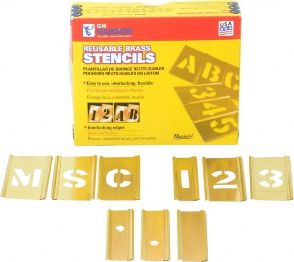 92 Piece, 1 Inch Character Size, Brass Stencil