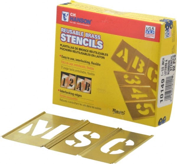 92 Piece, 1-1/2 Inch Character Size, Brass Stencil