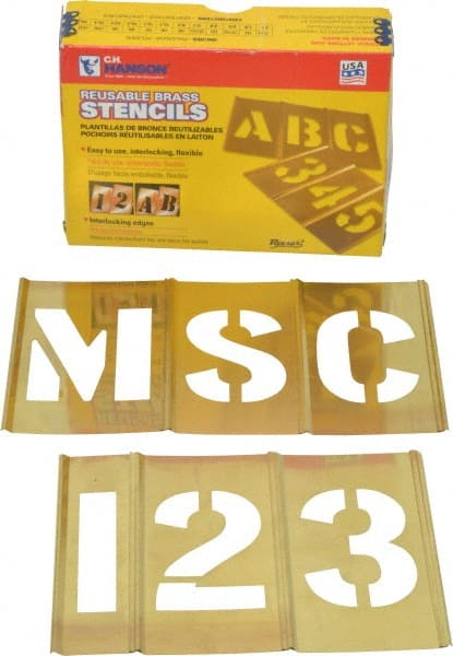 CH Hanson 1 in Brass Interlocking Stencils Letters and Numbers 92 Piece Set for sale online 