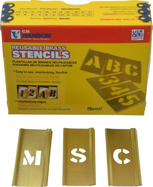 45 Piece, 1/2 Inch Character Size, Brass Stencil