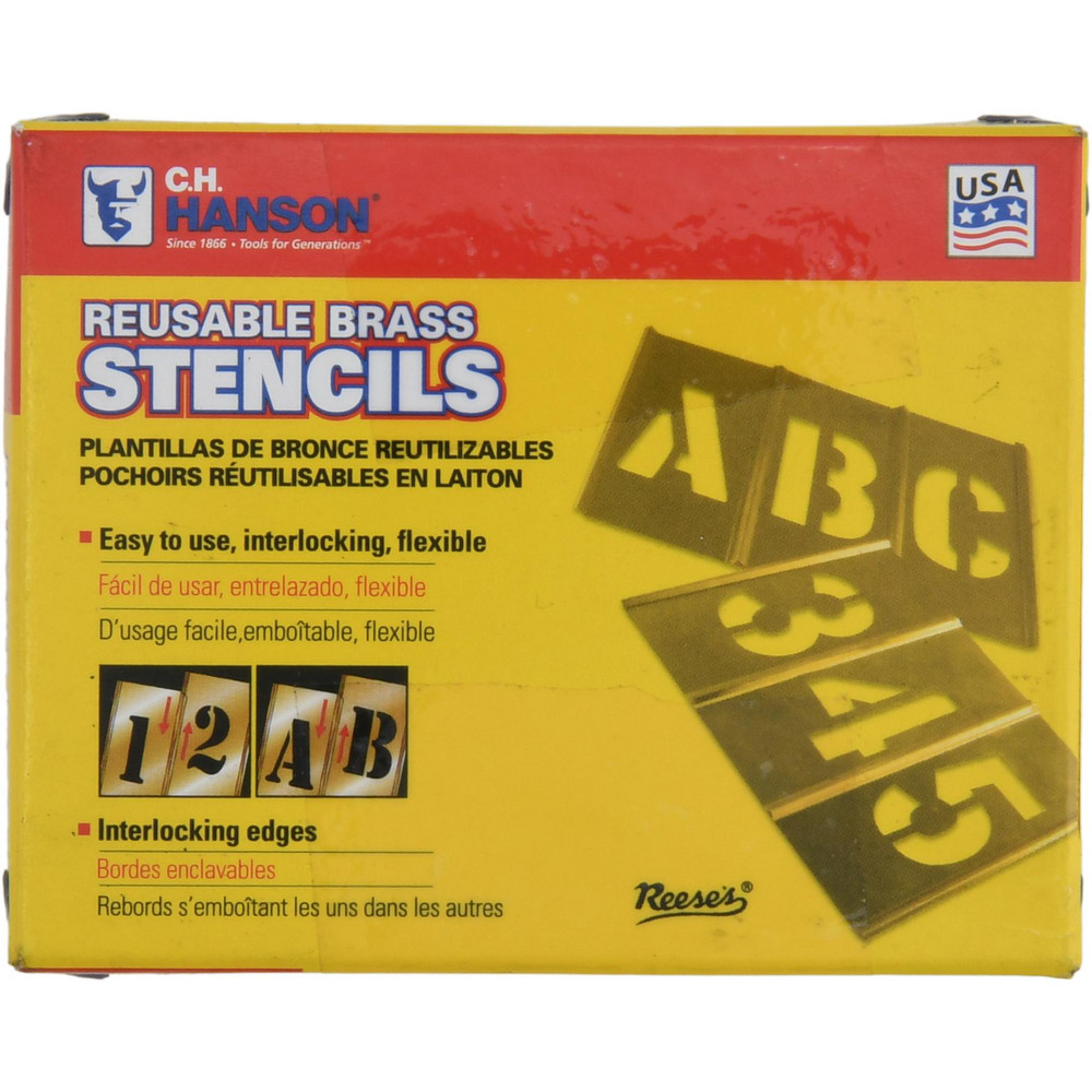 45 Piece, 1/2 Inch Character Size, Brass Stencil