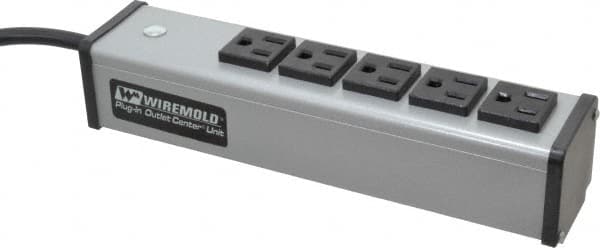Wiremold UL100BC 5 Outlets, 120 Volts, 15 Amps, 6 Cord, Power Outlet Strip 