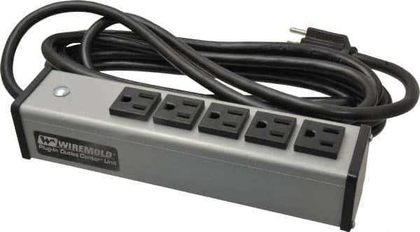 Wiremold UL100BD 5 Outlets, 120 Volts, 15 Amps, 15 Cord, Power Outlet Strip 