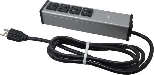 Wiremold UL101BC 4 Outlets, 120 Volts, 15 Amps, 6 Cord, Power Outlet Strip 