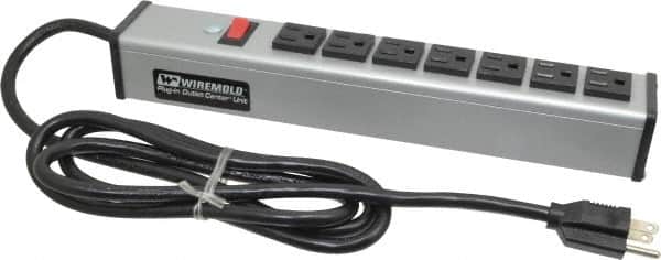 Wiremold UL204BC 7 Outlets, 120 Volts, 15 Amps, 6 Cord, Power Outlet Strip 